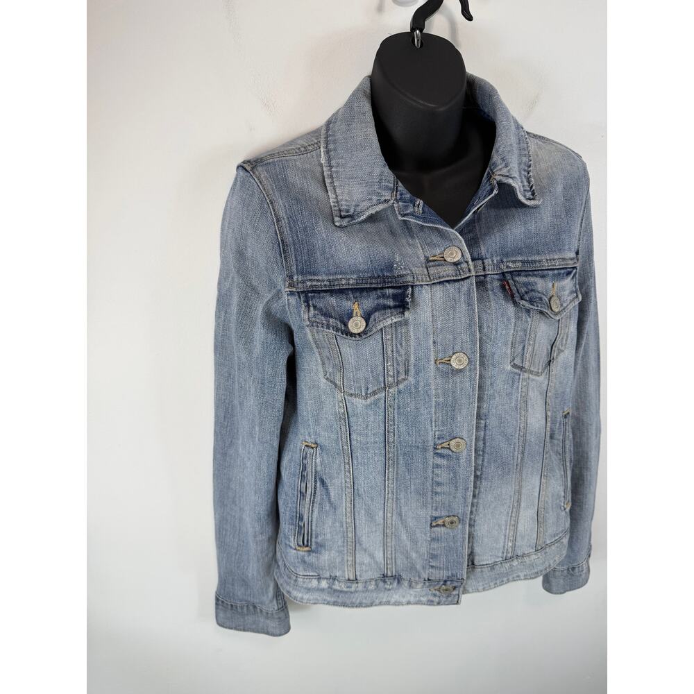 Levi’s Denim Trucker Jacket Womens Medium Button Front Capsule Classic - Picture 8 of 10